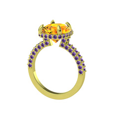 Sitrin ve ametist 8 ayar altın yüzük