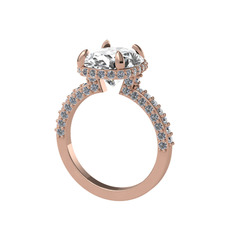 Swarovski ve pırlanta 14 ayar rose altın yüzük (1.05 karat)