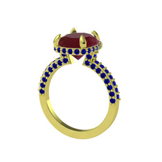 Eula Tektaş Yüzük - Kök yakut ve lab safir 18 ayar altın yüzük #9mnvqv