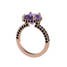 Eula Tektaş Yüzük - Ametist ve siyah zirkon 14 ayar rose altın yüzük #a2imtf