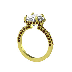 Eula Tektaş Yüzük - Beyaz zirkon ve dumanlı kuvars 925 ayar altın kaplama gümüş yüzük #a3kx4u