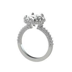 Eula Tektaş Yüzük - Beyaz zirkon ve swarovski 18 ayar beyaz altın yüzük #c7iruu