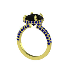 Eula Tektaş Yüzük - Siyah zirkon ve lab safir 18 ayar altın yüzük #d2jgyn