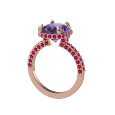 Ametist ve rodolit garnet 18 ayar rose altın yüzük