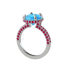 Eula Tektaş Yüzük - Akuamarin ve rodolit garnet 14 ayar beyaz altın yüzük #dhatz6