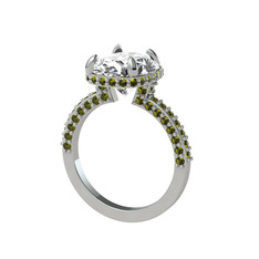 Eula Tektaş Yüzük - Swarovski ve peridot 8 ayar beyaz altın yüzük #e1v72d