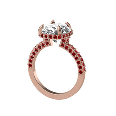 Eula Tektaş Yüzük - Swarovski ve garnet 18 ayar rose altın yüzük #e2vxm2