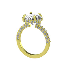 Beyaz zirkon ve swarovski 925 ayar altın kaplama gümüş yüzük