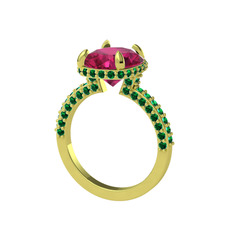 Eula Tektaş Yüzük - Rodolit garnet ve yeşil kuvars 925 ayar altın kaplama gümüş yüzük #etuauj