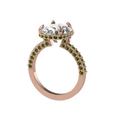 Swarovski ve peridot 14 ayar rose altın yüzük