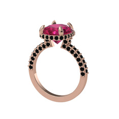 Rodolit garnet ve siyah zirkon 18 ayar rose altın yüzük