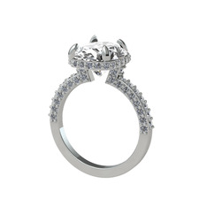 Beyaz zirkon ve pırlanta 18 ayar beyaz altın yüzük (1.05 karat)