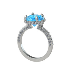 Eula Tektaş Yüzük - Akuamarin ve pırlanta 18 ayar beyaz altın yüzük (1.05 karat) #gktwat