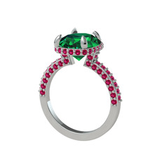 Eula Tektaş Yüzük - Yeşil kuvars ve rodolit garnet 14 ayar beyaz altın yüzük #gmlvby