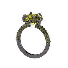 Eula Tektaş Yüzük - Peridot 925 ayar siyah rodyum kaplama gümüş yüzük #ifelxd