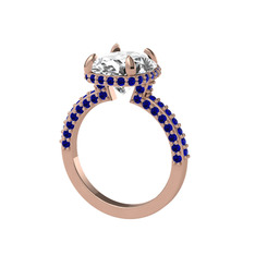 Eula Tektaş Yüzük - Swarovski ve lab safir 8 ayar rose altın yüzük #jnw5l6