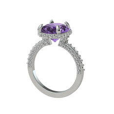 Ametist ve swarovski 925 ayar gümüş yüzük