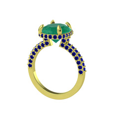 Kök zümrüt ve lab safir 925 ayar altın kaplama gümüş yüzük