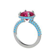 Rodolit garnet ve akuamarin 925 ayar gümüş yüzük