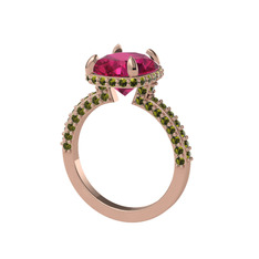 Rodolit garnet ve peridot 14 ayar rose altın yüzük