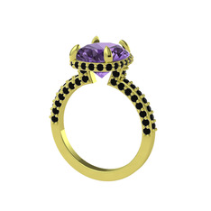 Ametist ve siyah zirkon 8 ayar altın yüzük