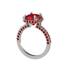 Eula Tektaş Yüzük - Garnet 14 ayar beyaz altın yüzük #ncz8v1