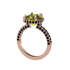Peridot ve siyah zirkon 18 ayar rose altın yüzük
