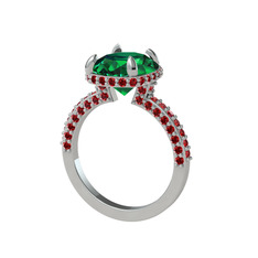 Eula Tektaş Yüzük - Yeşil kuvars ve garnet 14 ayar beyaz altın yüzük #oqbuf2