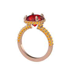 Eula Tektaş Yüzük - Garnet ve sitrin 8 ayar rose altın yüzük #plwyzg
