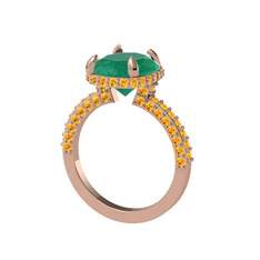 Eula Tektaş Yüzük - Kök zümrüt ve sitrin 8 ayar rose altın yüzük #qe6rs6