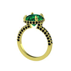 Eula Tektaş Yüzük - Yeşil kuvars ve siyah zirkon 925 ayar altın kaplama gümüş yüzük #quuz71