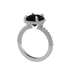 Eula Tektaş Yüzük - Siyah zirkon ve swarovski 8 ayar beyaz altın yüzük #r5kude