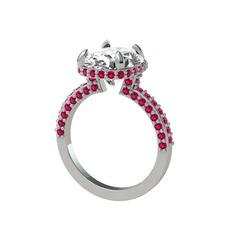 Swarovski ve rodolit garnet 18 ayar beyaz altın yüzük
