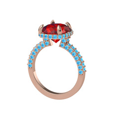 Eula Tektaş Yüzük - Garnet ve akuamarin 925 ayar rose altın kaplama gümüş yüzük #sev7k5