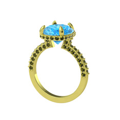 Eula Tektaş Yüzük - Akuamarin ve peridot 18 ayar altın yüzük #sol18m