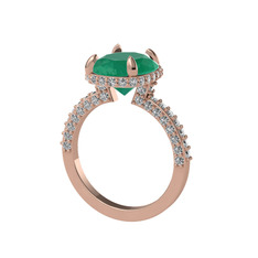 Eula Tektaş Yüzük - Kök zümrüt ve swarovski 14 ayar rose altın yüzük #tcegpg