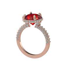 Eula Tektaş Yüzük - Garnet ve swarovski 14 ayar rose altın yüzük #tlf67i