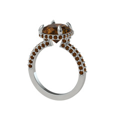 Eula Tektaş Yüzük - Dumanlı kuvars 14 ayar beyaz altın yüzük #v10u79