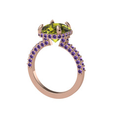 Eula Tektaş Yüzük - Peridot ve ametist 925 ayar rose altın kaplama gümüş yüzük #vtxpw3