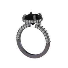 Siyah zirkon ve swarovski 925 ayar siyah rodyum kaplama gümüş yüzük