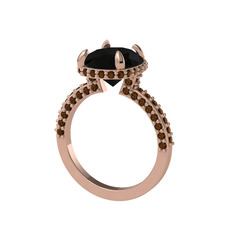 Eula Tektaş Yüzük - Siyah zirkon ve dumanlı kuvars 14 ayar rose altın yüzük #x8qboi