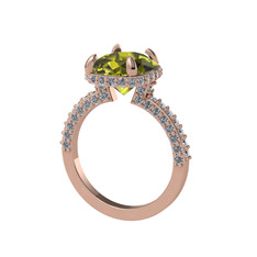 Eula Tektaş Yüzük - Peridot ve pırlanta 14 ayar rose altın yüzük (1.05 karat) #xodsfy