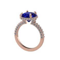 Eula Tektaş Yüzük - Lab safir ve pırlanta 14 ayar rose altın yüzük (1.05 karat) #xv39qc