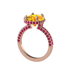 Eula Tektaş Yüzük - Sitrin ve rodolit garnet 8 ayar rose altın yüzük #yrjcau