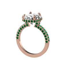 Eula Tektaş Yüzük - Swarovski ve yeşil kuvars 14 ayar rose altın yüzük #zdvrvg