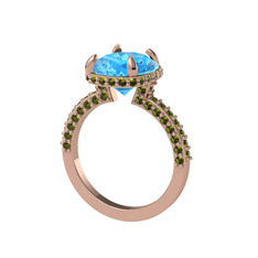 Akuamarin ve peridot 18 ayar rose altın yüzük
