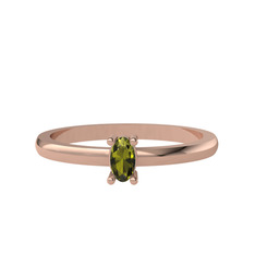 Minimal Oval Yüzük - Peridot 8 ayar rose altın yüzük #12jjmof