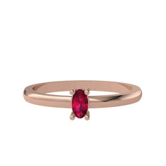 Minimal Oval Yüzük - Rodolit garnet 925 ayar rose altın kaplama gümüş yüzük #1400uwt