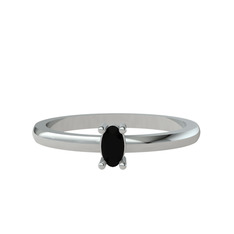 Minimal Oval Yüzük - Siyah zirkon 925 ayar gümüş yüzük #1laxdbu