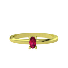 Minimal Oval Yüzük - Rodolit garnet 14 ayar altın yüzük #33k7s7